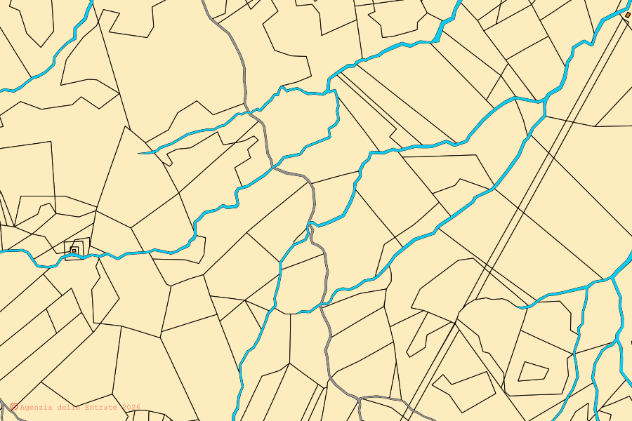 Mappa catastale del centro di Tizzano Val Parma: particelle e fabbricati, cartografia Agenzia delle Entrate