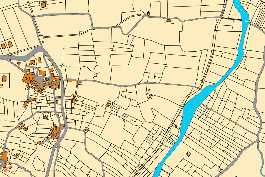 Mappa catastale del centro di Tocco da Casauria: particelle e fabbricati, cartografia Agenzia delle Entrate