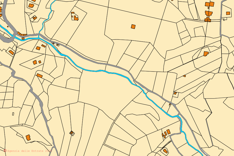 Mappa catastale del centro di Toffia: particelle e fabbricati, cartografia Agenzia delle Entrate