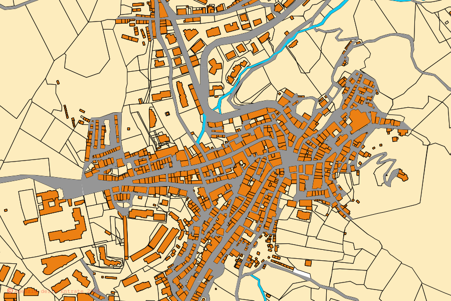 Mappa catastale del centro di Tolfa: particelle e fabbricati, cartografia Agenzia delle Entrate