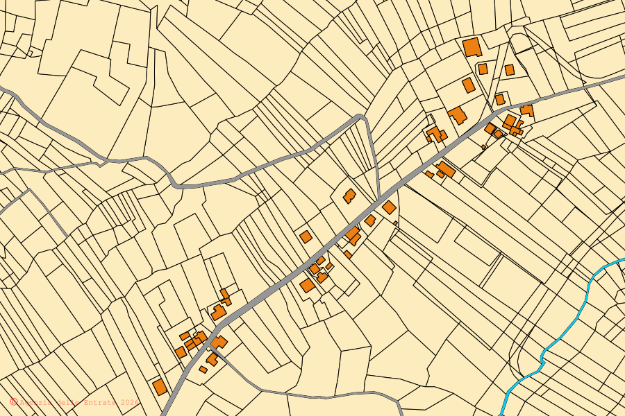 Mappa catastale del centro di Tollo: particelle e fabbricati, cartografia Agenzia delle Entrate
