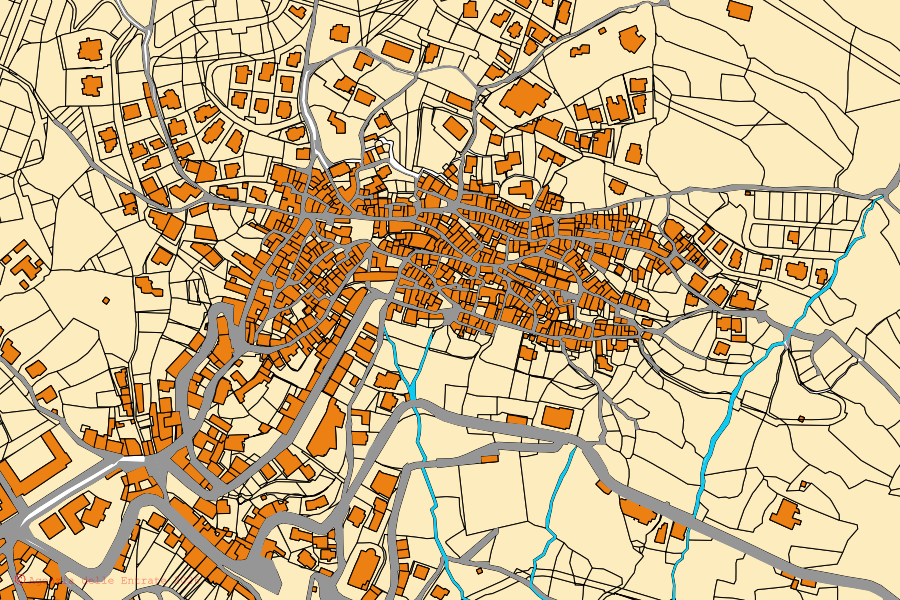 Mappa catastale del centro di Tonara: particelle e fabbricati, cartografia Agenzia delle Entrate