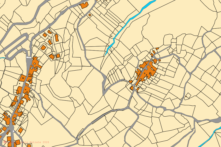 Mappa catastale del centro di Tora e Piccilli: particelle e fabbricati, cartografia Agenzia delle Entrate