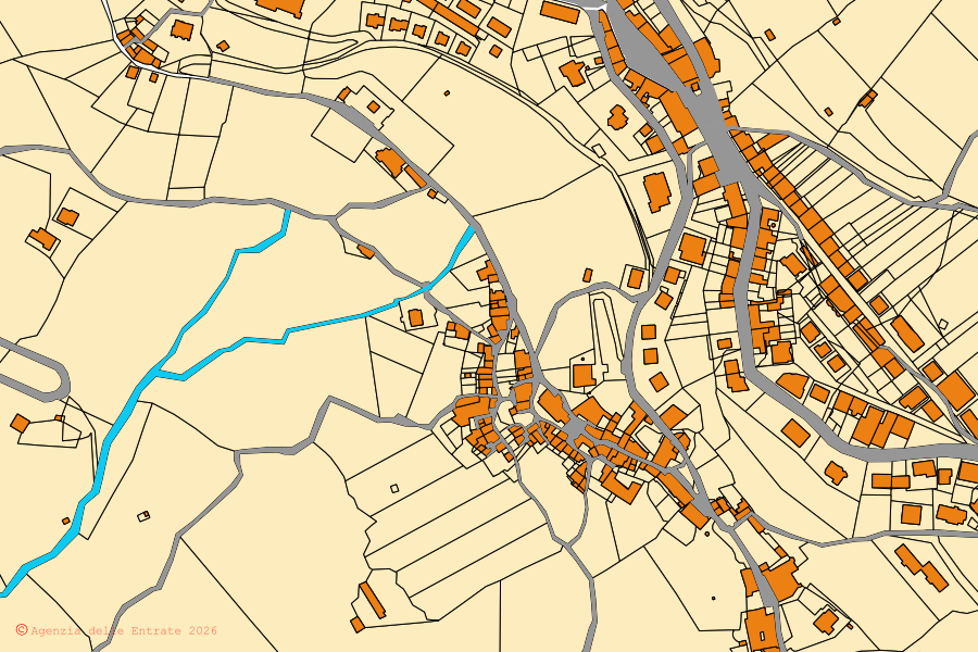 Mappa catastale del centro di Torchiara: particelle e fabbricati, cartografia Agenzia delle Entrate