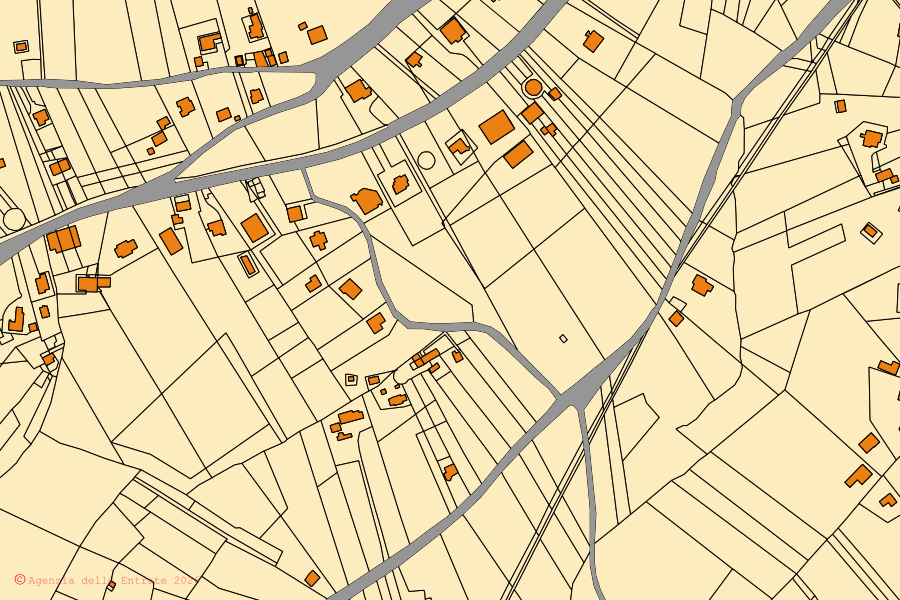 Mappa catastale del centro di Torella dei Lombardi: particelle e fabbricati, cartografia Agenzia delle Entrate