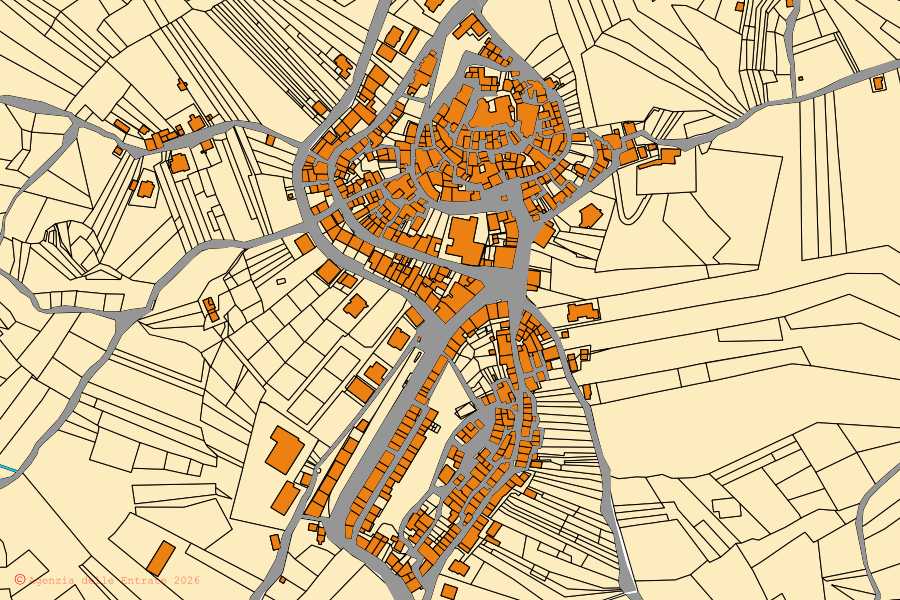 Mappa catastale del centro di Torella del Sannio: particelle e fabbricati, cartografia Agenzia delle Entrate