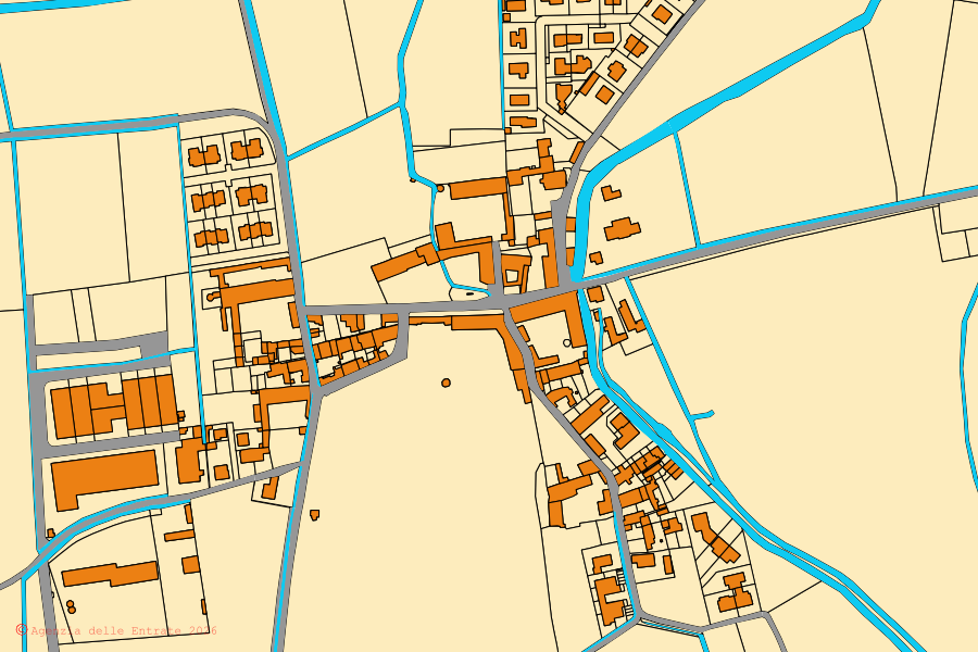 Mappa catastale del centro di Torlino Vimercati: particelle e fabbricati, cartografia Agenzia delle Entrate