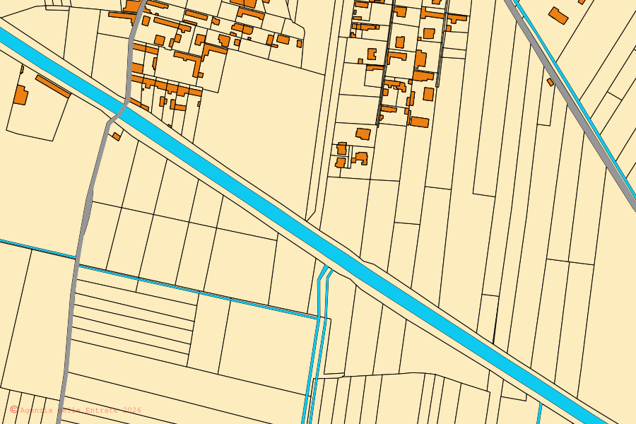 Mappa catastale del centro di Tornaco: particelle e fabbricati, cartografia Agenzia delle Entrate