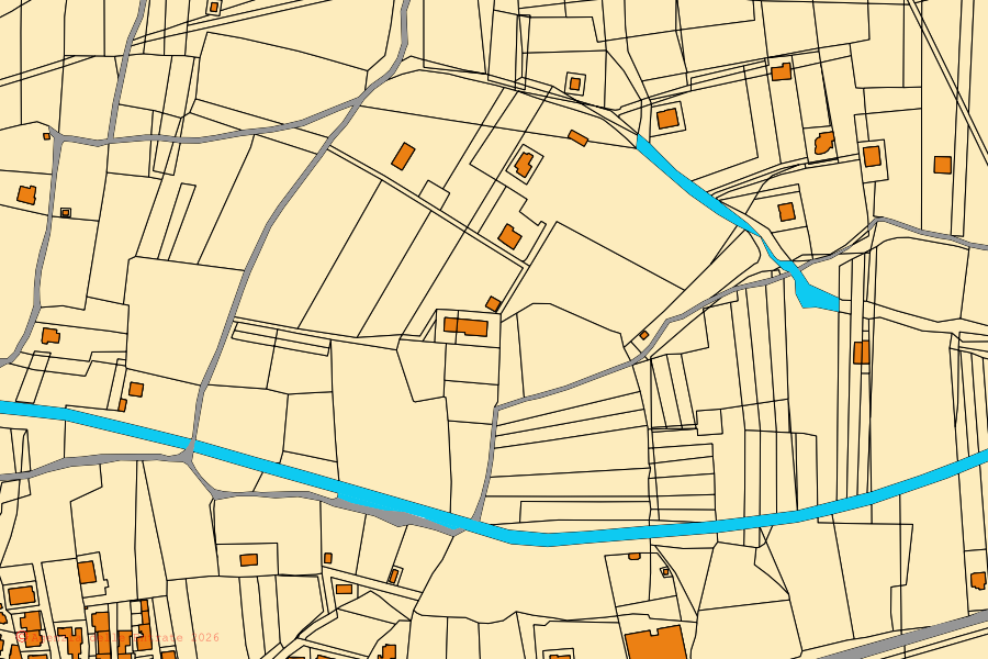 Mappa catastale del centro di Torpè: particelle e fabbricati, cartografia Agenzia delle Entrate