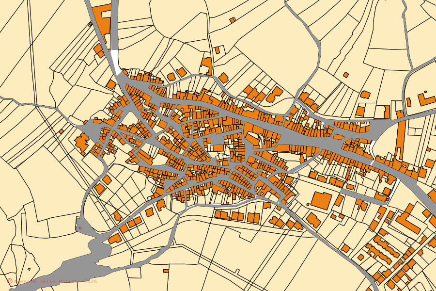 Mappa catastale del centro di Torralba: particelle e fabbricati, cartografia Agenzia delle Entrate