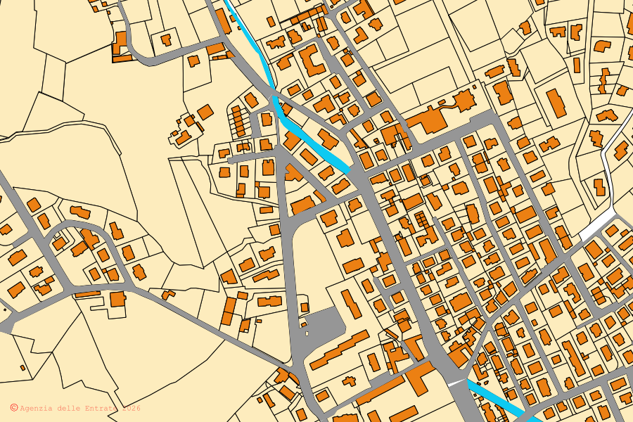 Mappa catastale del centro di Torre Boldone: particelle e fabbricati, cartografia Agenzia delle Entrate