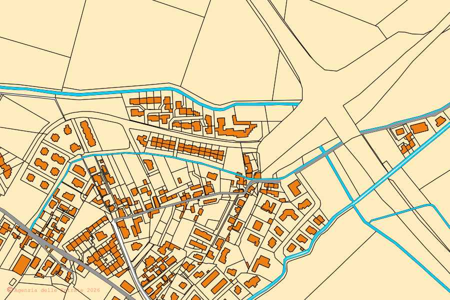 Mappa catastale del centro di Torre d'Isola: particelle e fabbricati, cartografia Agenzia delle Entrate