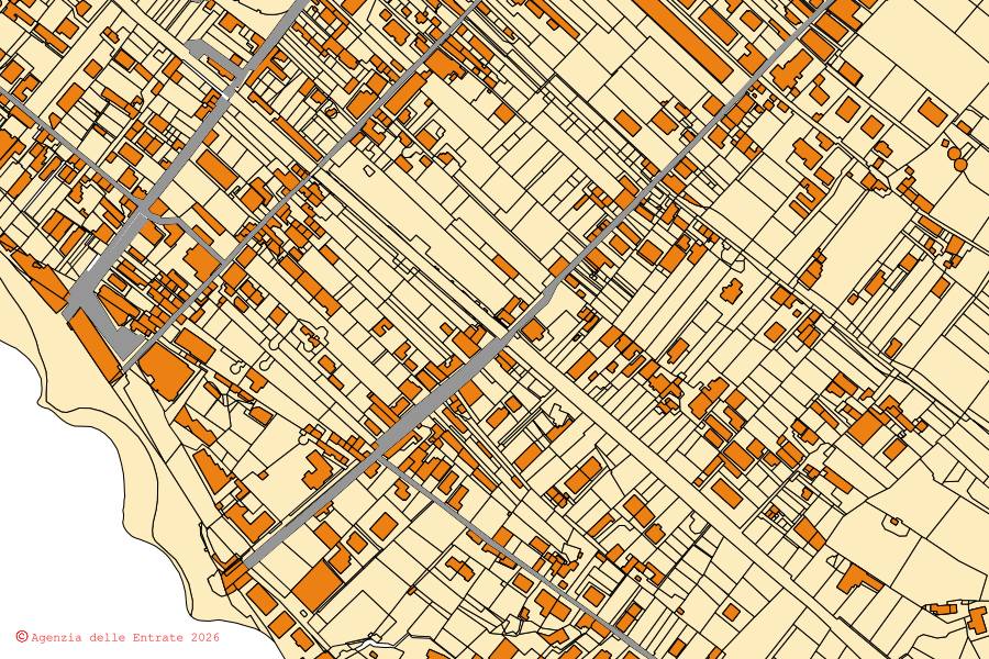 Mappa catastale del centro di Torre del Greco: particelle e fabbricati, cartografia Agenzia delle Entrate