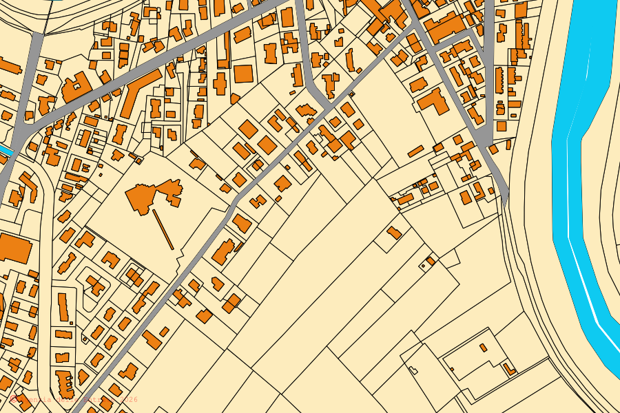 Mappa catastale del centro di Torre di Mosto: particelle e fabbricati, cartografia Agenzia delle Entrate