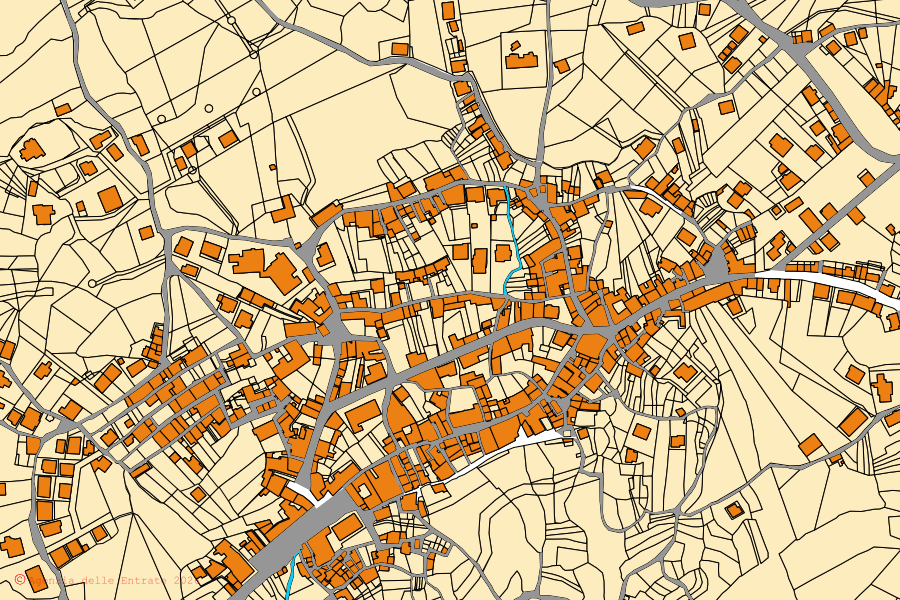 Mappa catastale del centro di Torre Orsaia: particelle e fabbricati, cartografia Agenzia delle Entrate
