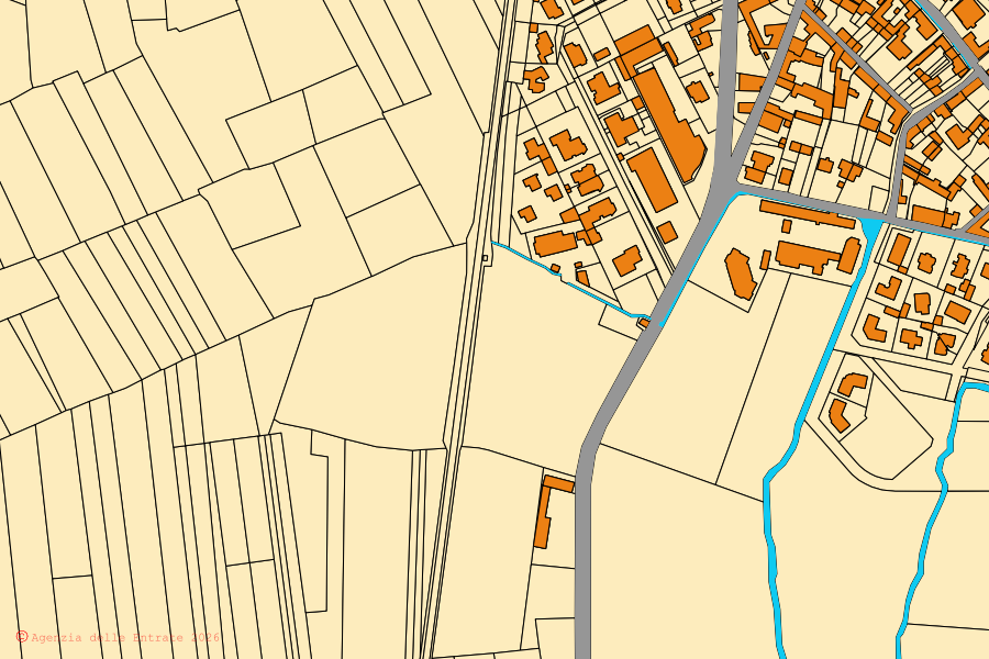Mappa catastale del centro di Torre San Giorgio: particelle e fabbricati, cartografia Agenzia delle Entrate