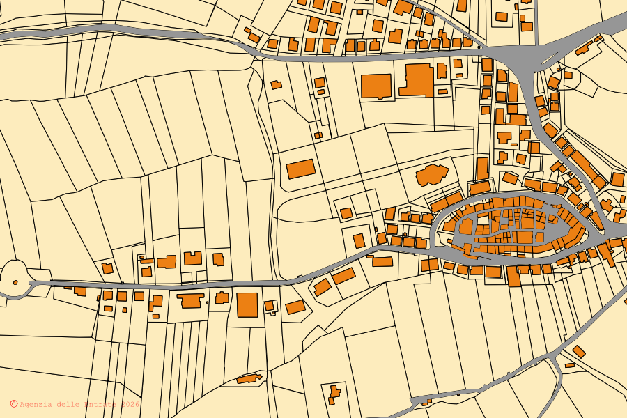 Mappa catastale del centro di Torre San Patrizio: particelle e fabbricati, cartografia Agenzia delle Entrate