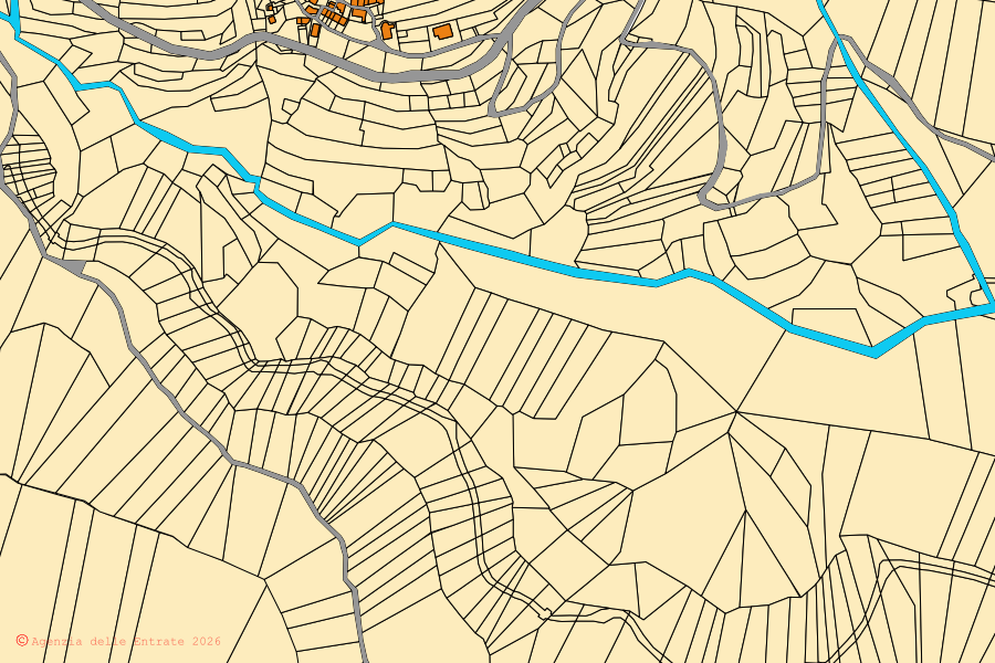 Mappa catastale del centro di Torreano: particelle e fabbricati, cartografia Agenzia delle Entrate