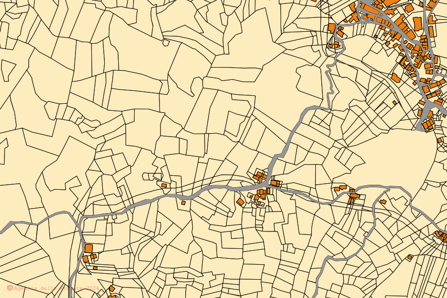 Mappa catastale del centro di Torrebruna: particelle e fabbricati, cartografia Agenzia delle Entrate