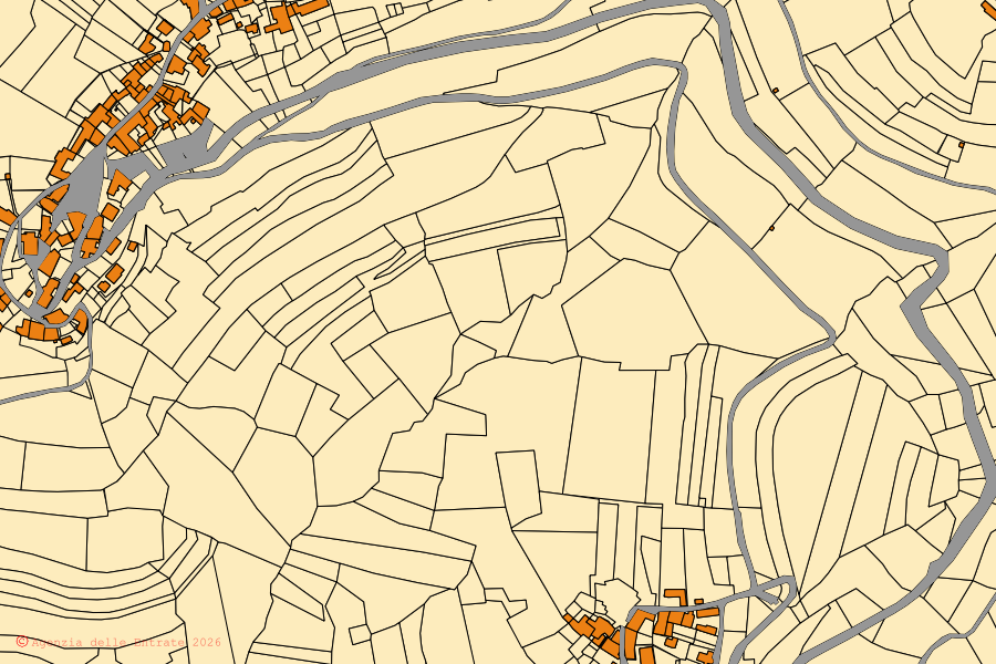 Mappa catastale del centro di Torresina: particelle e fabbricati, cartografia Agenzia delle Entrate
