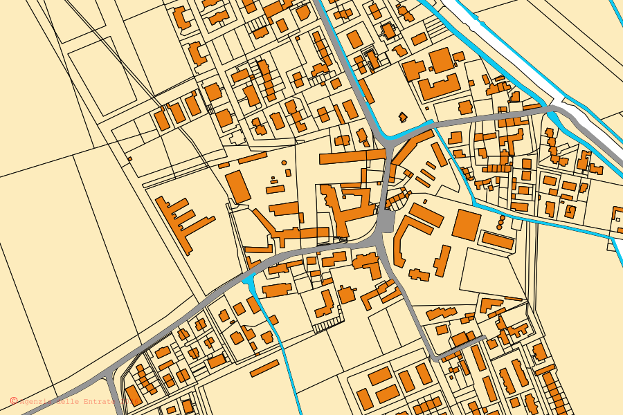Mappa catastale del centro di Torrevecchia Pia: particelle e fabbricati, cartografia Agenzia delle Entrate