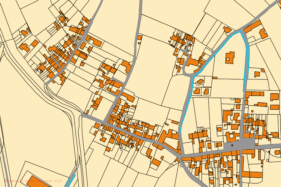 Mappa catastale del centro di Torricella del Pizzo: particelle e fabbricati, cartografia Agenzia delle Entrate