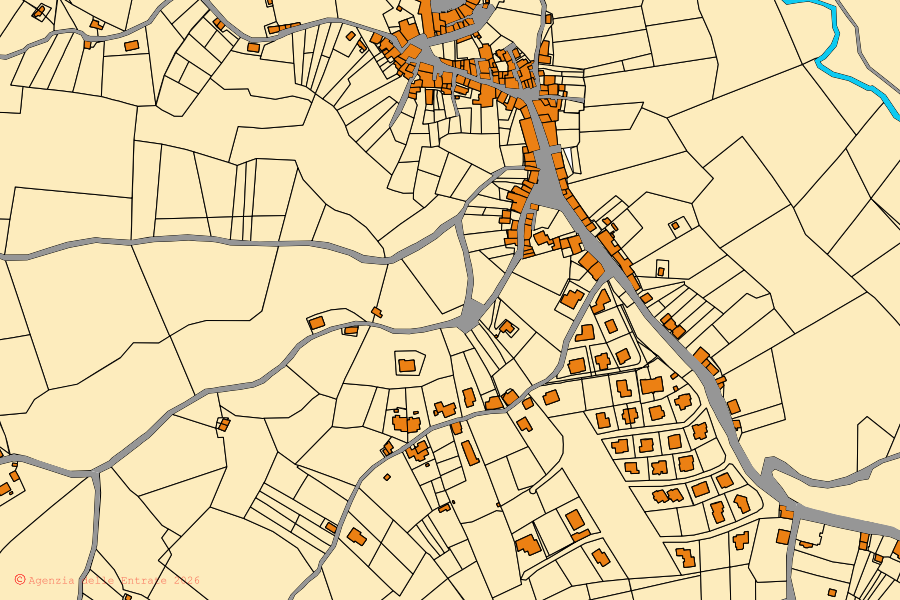 Mappa catastale del centro di Torricella in Sabina: particelle e fabbricati, cartografia Agenzia delle Entrate