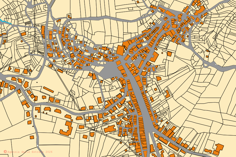 Mappa catastale del centro di Torricella Peligna: particelle e fabbricati, cartografia Agenzia delle Entrate