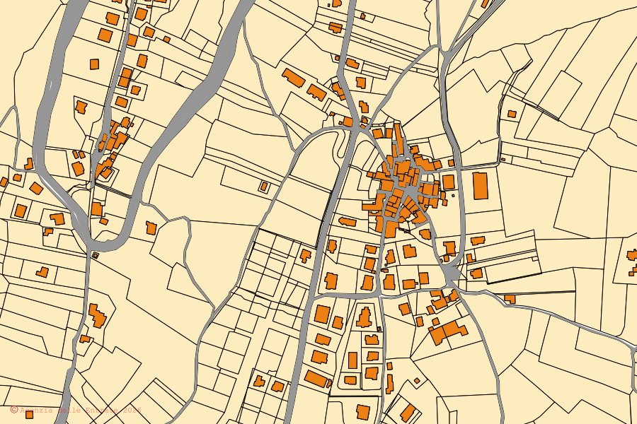 Mappa catastale del centro di Torricella Sicura: particelle e fabbricati, cartografia Agenzia delle Entrate