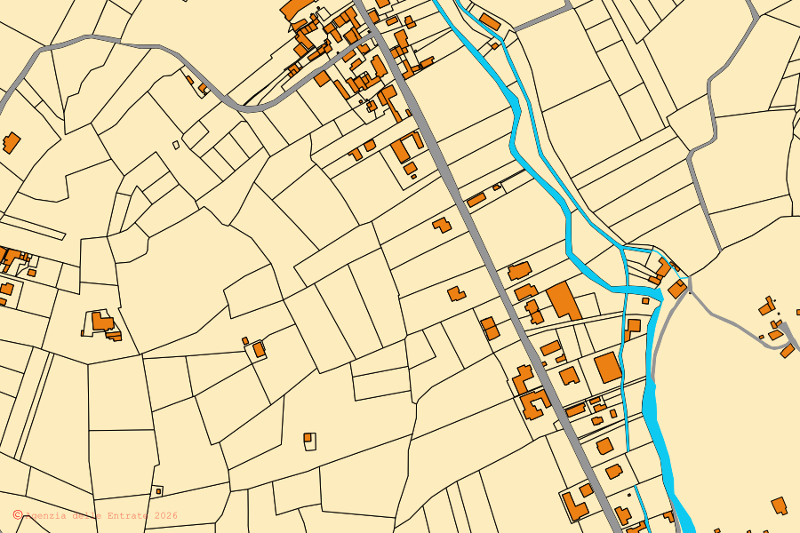Mappa catastale del centro di Torricella Verzate: particelle e fabbricati, cartografia Agenzia delle Entrate