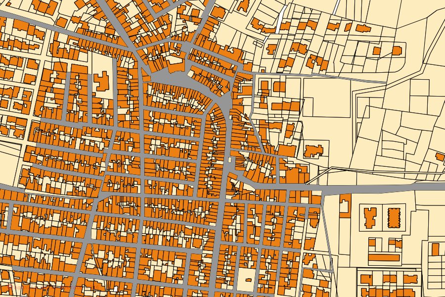Mappa catastale del centro di Torricella: particelle e fabbricati, cartografia Agenzia delle Entrate