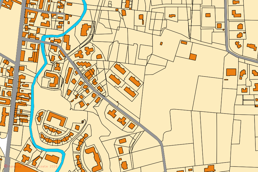 Mappa catastale del centro di Tortona: particelle e fabbricati, cartografia Agenzia delle Entrate