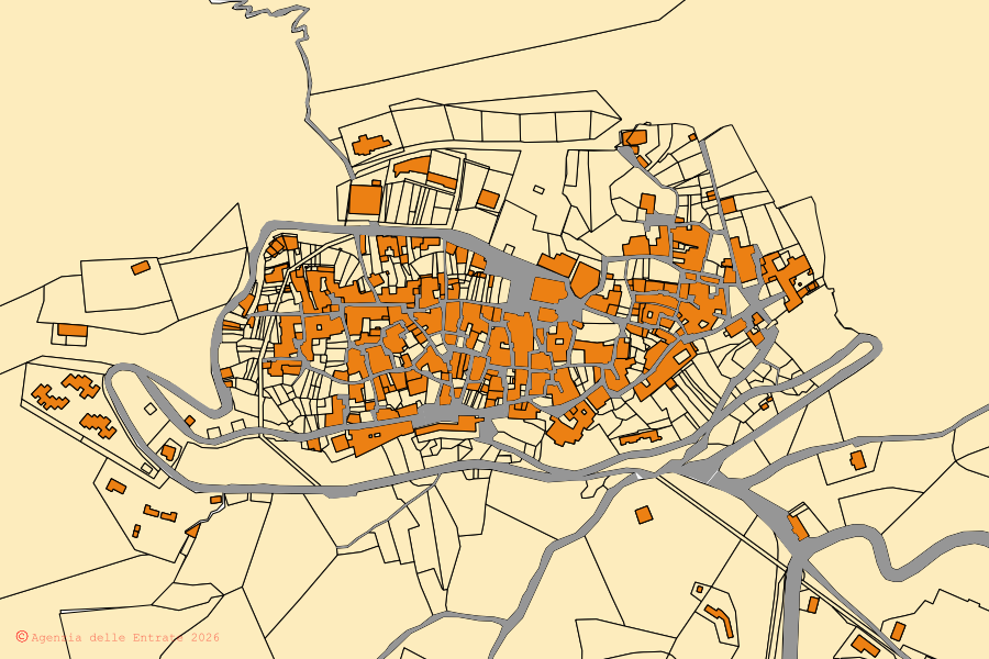 Mappa catastale del centro di Tortorella: particelle e fabbricati, cartografia Agenzia delle Entrate