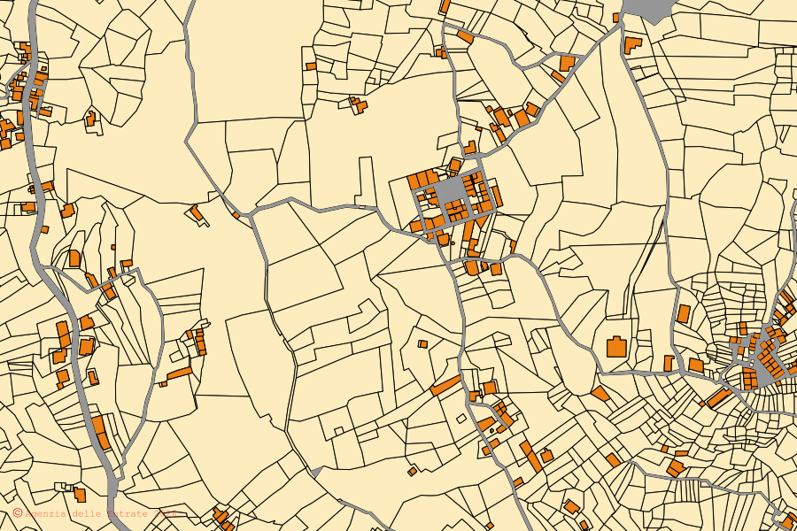 Mappa catastale del centro di Tortorici: particelle e fabbricati, cartografia Agenzia delle Entrate
