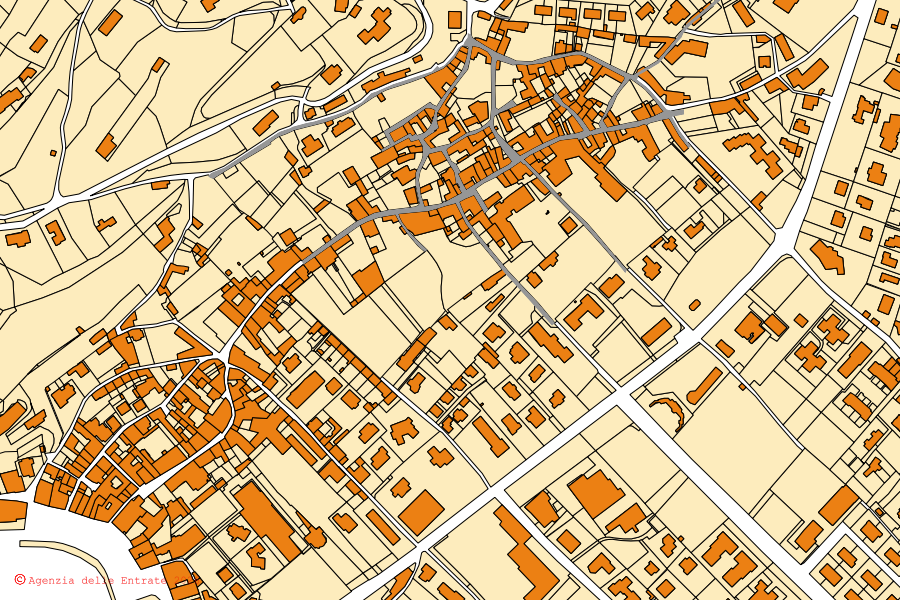 Mappa catastale del centro di Toscolano-Maderno: particelle e fabbricati, cartografia Agenzia delle Entrate