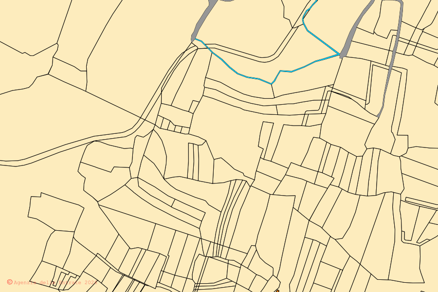 Mappa catastale del centro di Tramatza: particelle e fabbricati, cartografia Agenzia delle Entrate