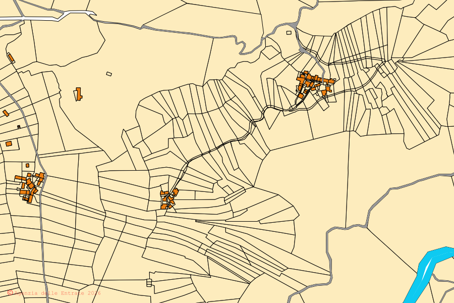 Mappa catastale del centro di Tramonti di Sopra: particelle e fabbricati, cartografia Agenzia delle Entrate