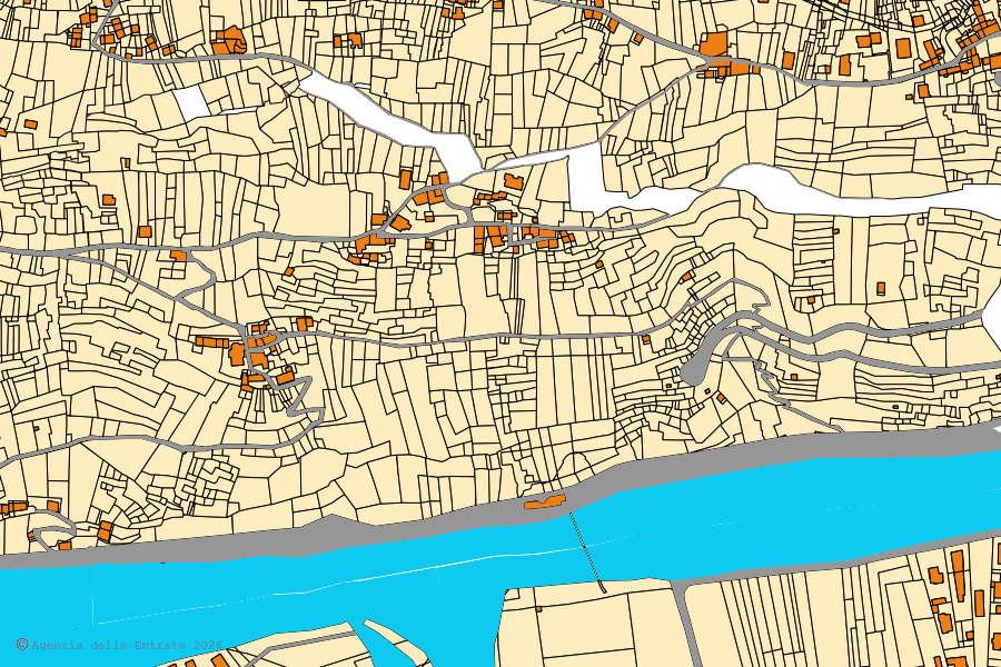 Mappa catastale del centro di Traona: particelle e fabbricati, cartografia Agenzia delle Entrate