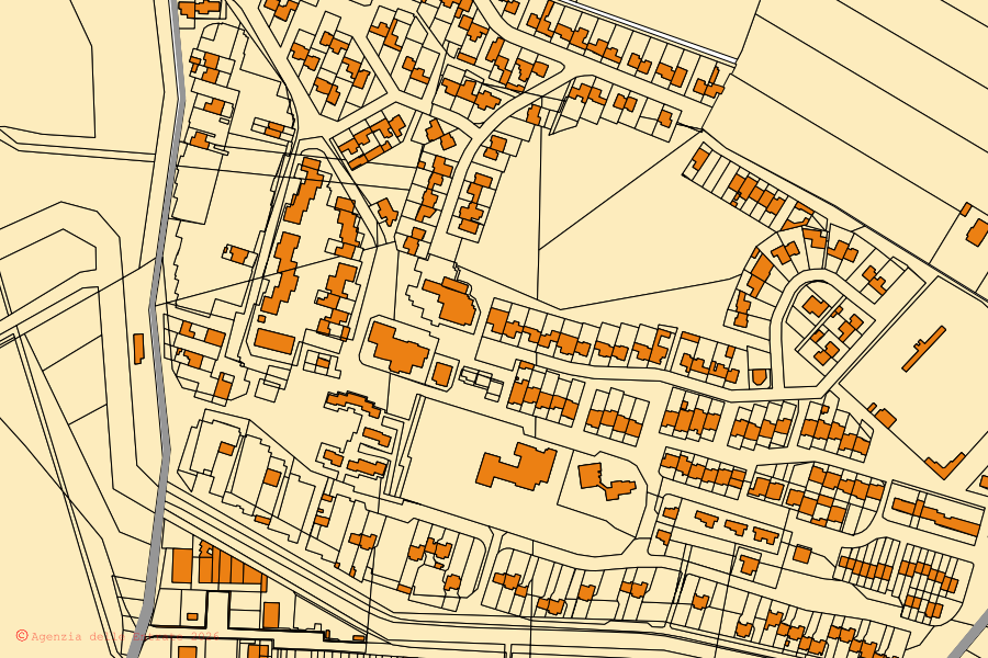 Mappa catastale del centro di Tratalias: particelle e fabbricati, cartografia Agenzia delle Entrate