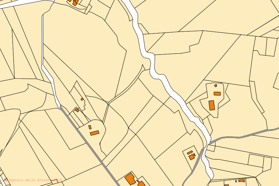 Mappa catastale del centro di Trecastelli: particelle e fabbricati, cartografia Agenzia delle Entrate