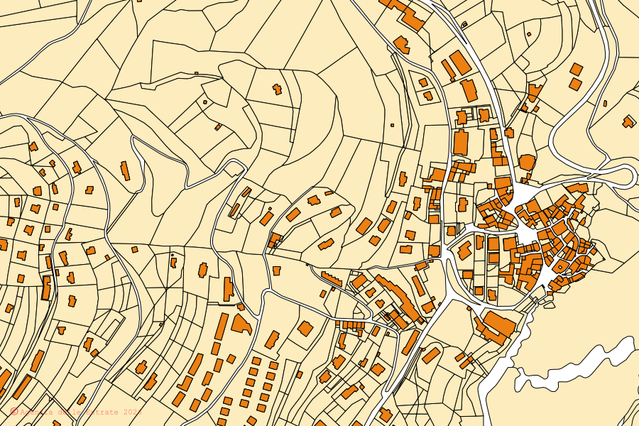 Mappa catastale del centro di Tremosine sul Garda: particelle e fabbricati, cartografia Agenzia delle Entrate