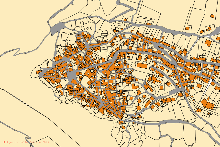 Mappa catastale del centro di Trentinara: particelle e fabbricati, cartografia Agenzia delle Entrate