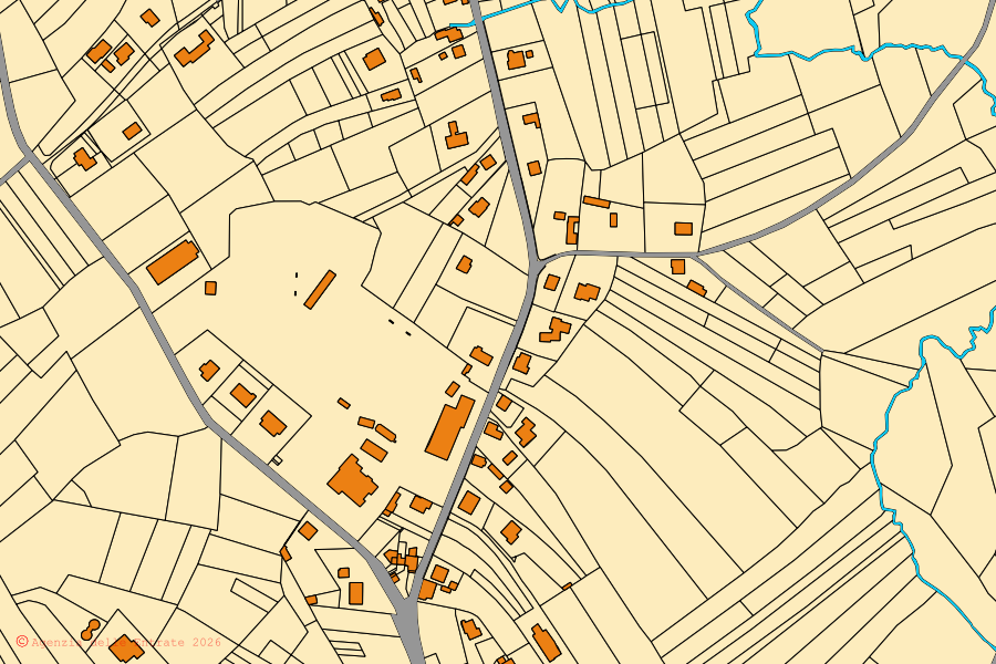 Mappa catastale del centro di Treppo Grande: particelle e fabbricati, cartografia Agenzia delle Entrate