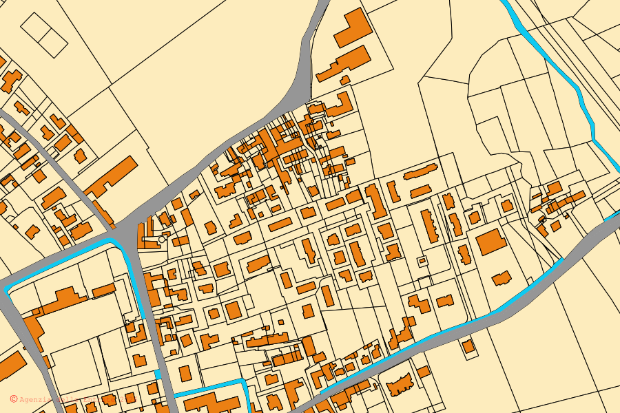 Mappa catastale del centro di Trevenzuolo: particelle e fabbricati, cartografia Agenzia delle Entrate