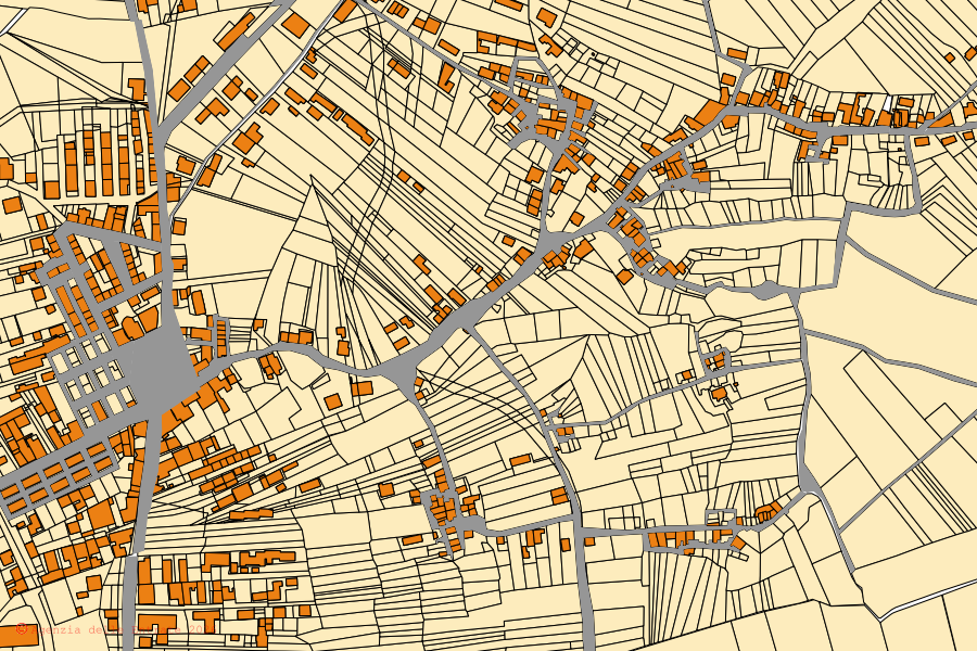 Mappa catastale del centro di Trevico: particelle e fabbricati, cartografia Agenzia delle Entrate