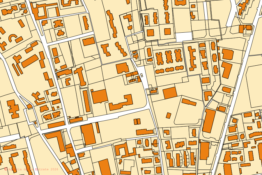 Mappa catastale del centro di Treviglio: particelle e fabbricati, cartografia Agenzia delle Entrate