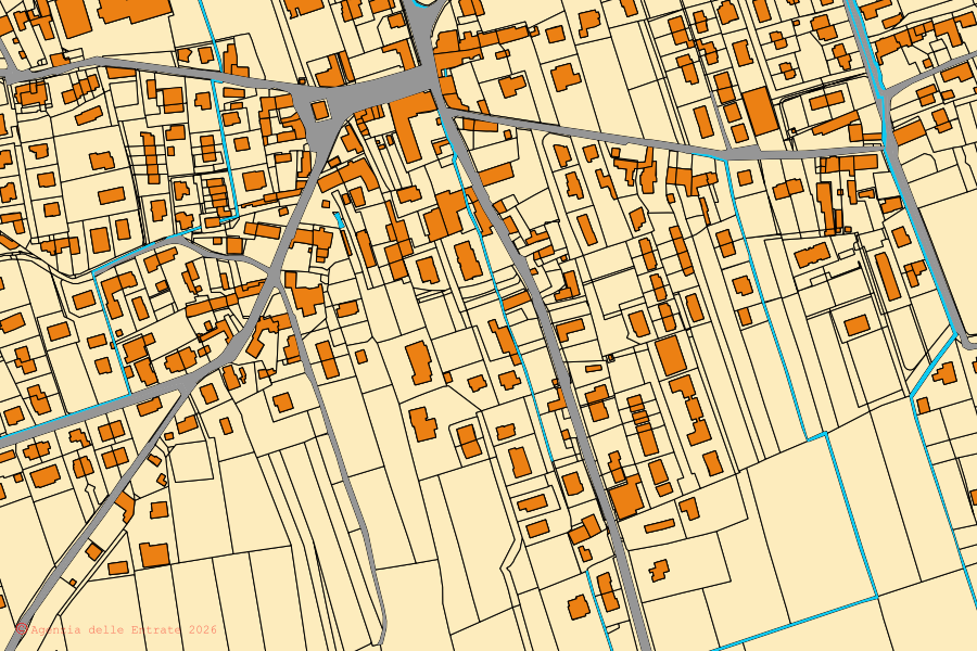 Mappa catastale del centro di Trevignano: particelle e fabbricati, cartografia Agenzia delle Entrate