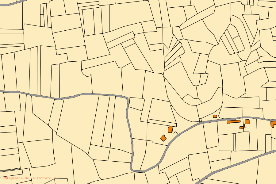Mappa catastale del centro di Treville: particelle e fabbricati, cartografia Agenzia delle Entrate