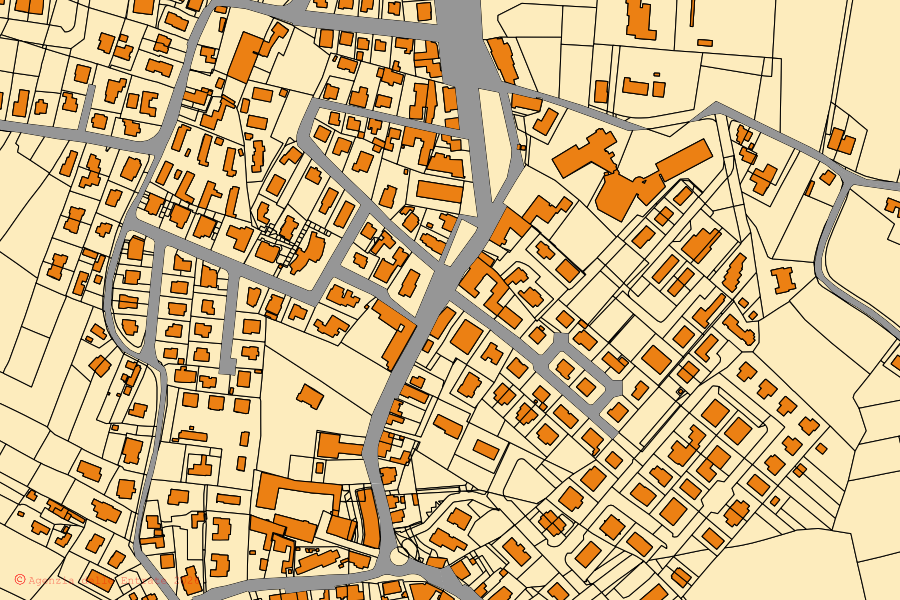 Mappa catastale del centro di Tribano: particelle e fabbricati, cartografia Agenzia delle Entrate