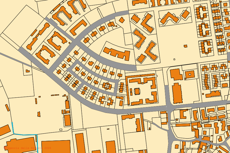 Mappa catastale del centro di Tribiano: particelle e fabbricati, cartografia Agenzia delle Entrate